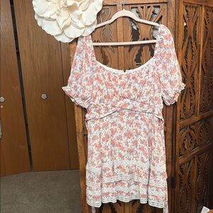 ARULA Pink and White Mini Dress